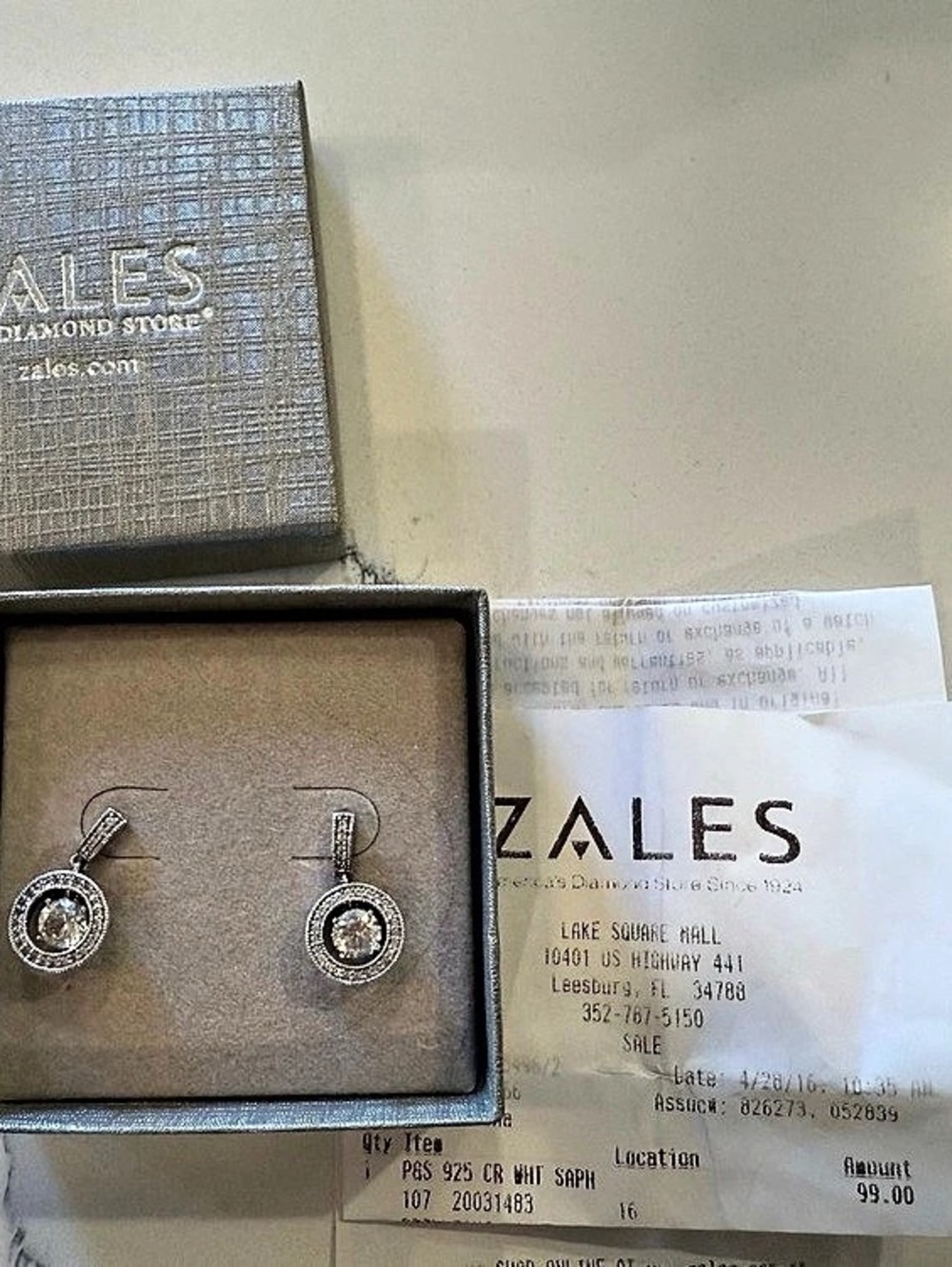 Zales 5.5mm Lab-Created White Sapphire Frame Vintage-Style Drop Earrings in
